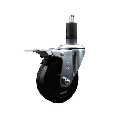 Service Caster 4'' Soft Rubber Swivel 1-1/4'' Expanding Stem Caster Total Lock Brake SCC-EXTTL20S414-SRS-114